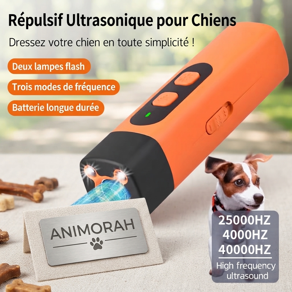 Dispositif ultrasonique anti-aboiement – Rechargeable et pratique | Animorah