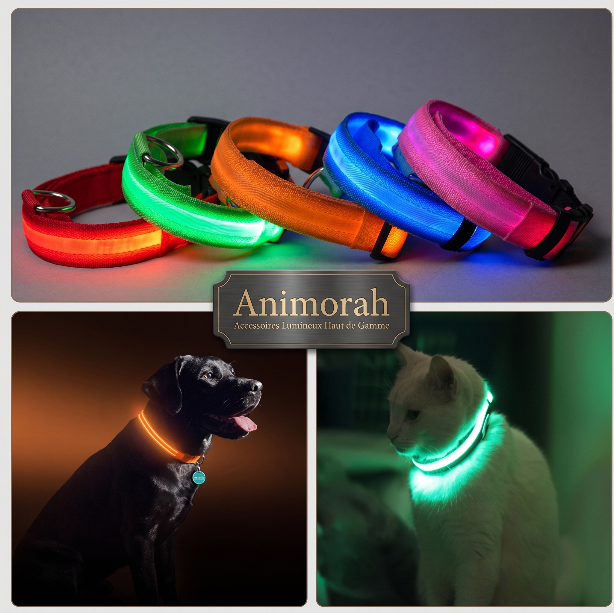 Collier de style halo de sécurité LED | Animorah