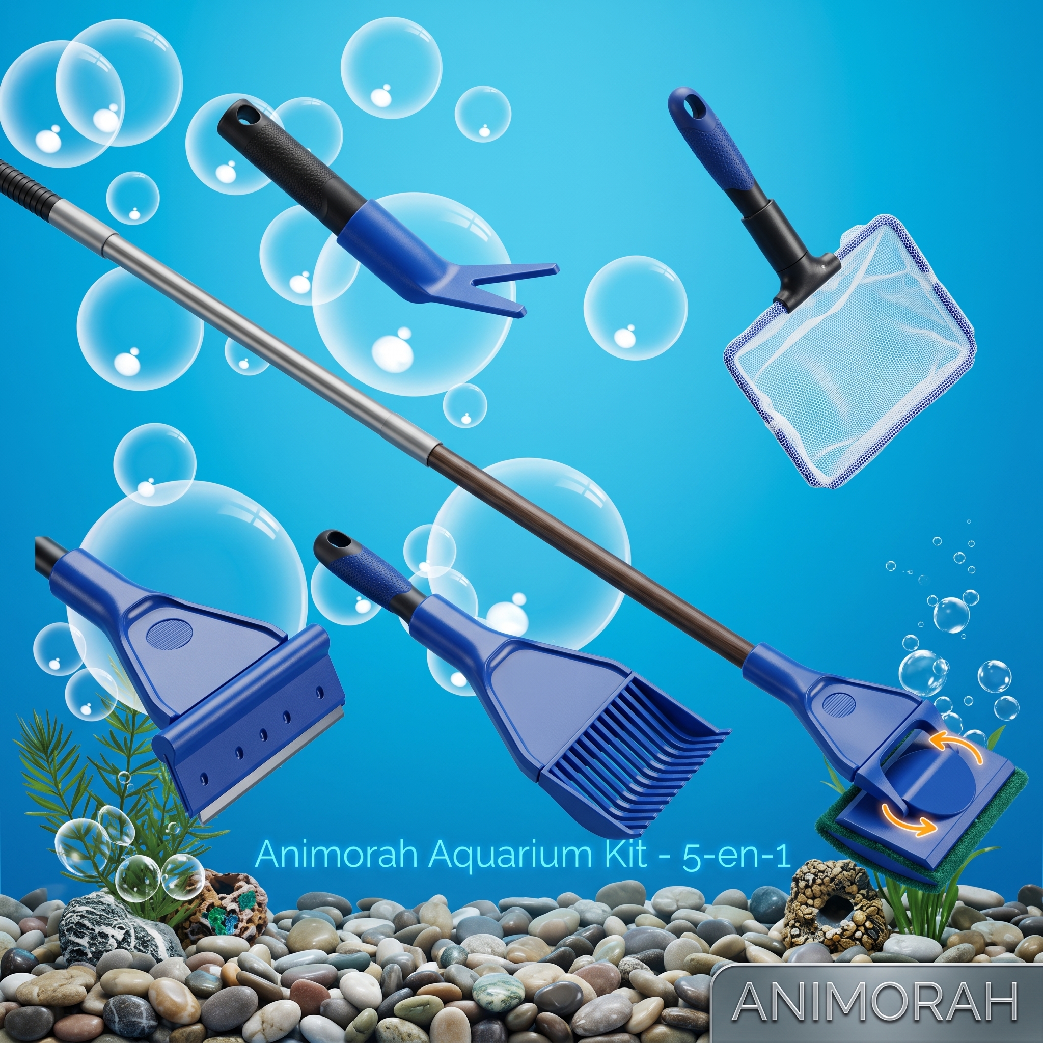 Kit de nettoyage 5 en 1 pour le nettoyage d'aquarium | Animorah