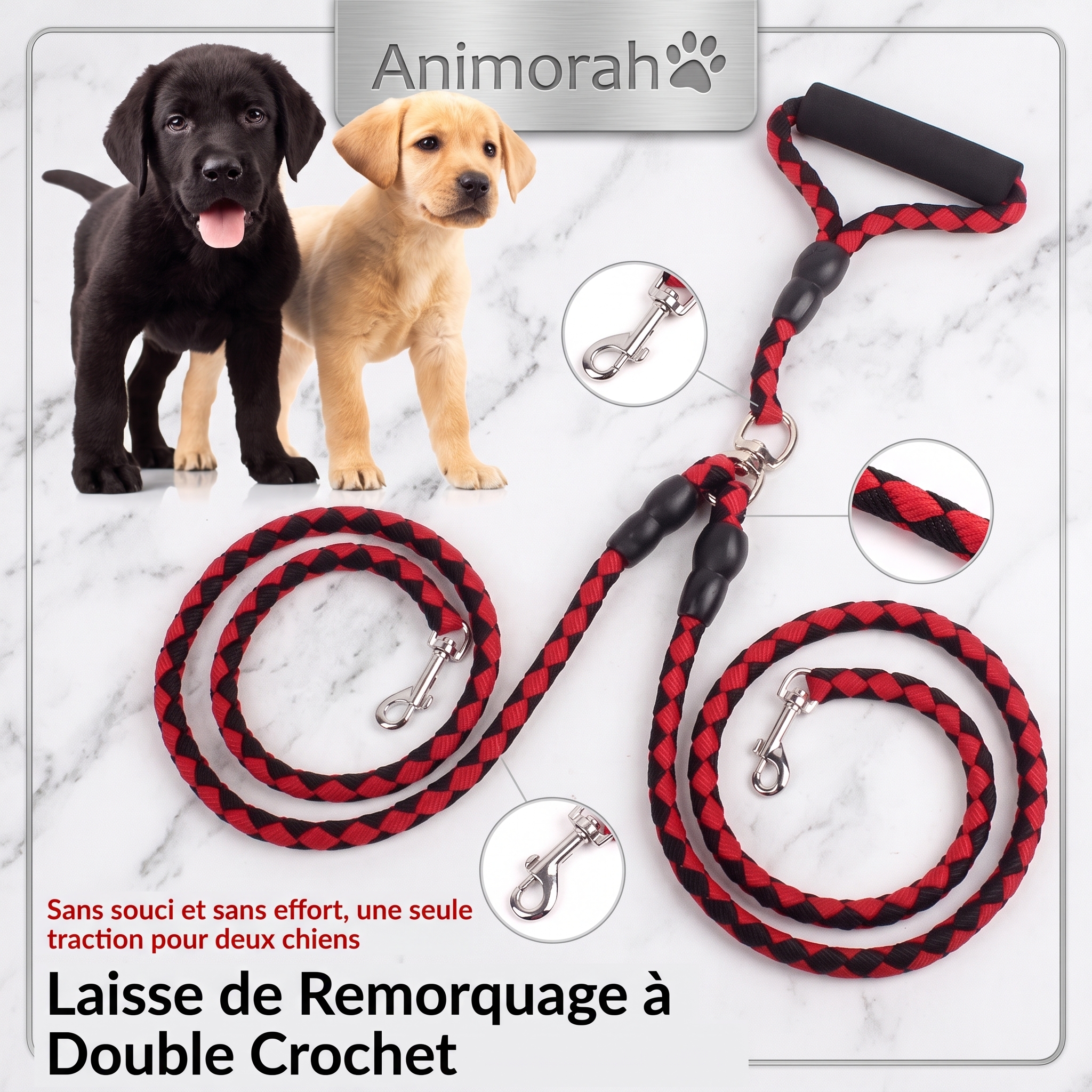 Laisse en corde ronde tressée | Animorah