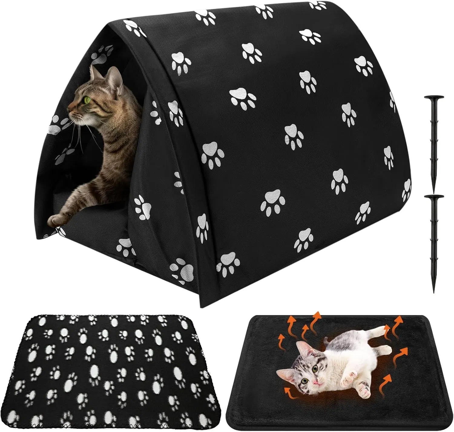 Niche d'hiver pour chat en plein air avec couverture | Animorah